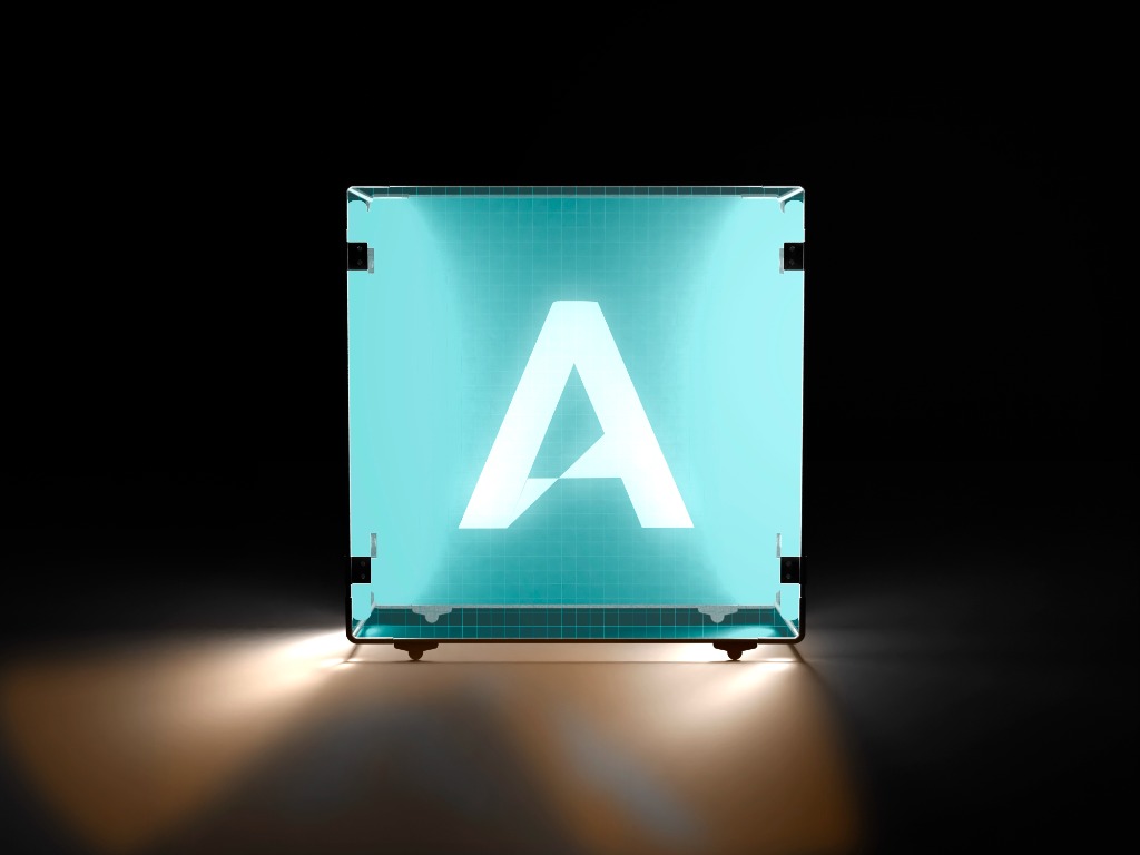 Cyan glass box render